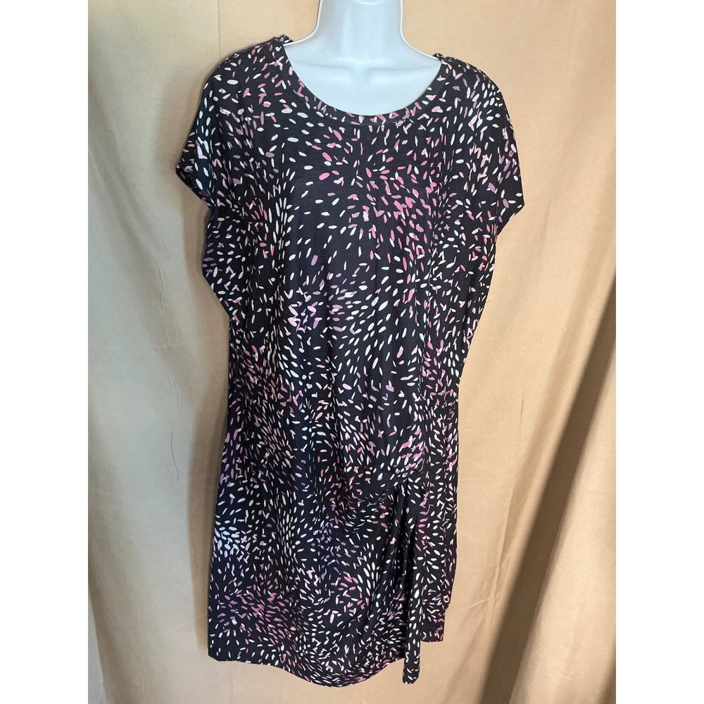 Nicole Miller Original Twist Front Dress Womens XXL Black Pink Abstract Exc